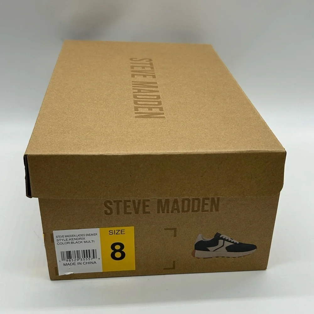 Steve Madden Kendrix Black White Lace-Up Sneakers Women’s Sz 8 NWT Store Display - Picture 12 of 12